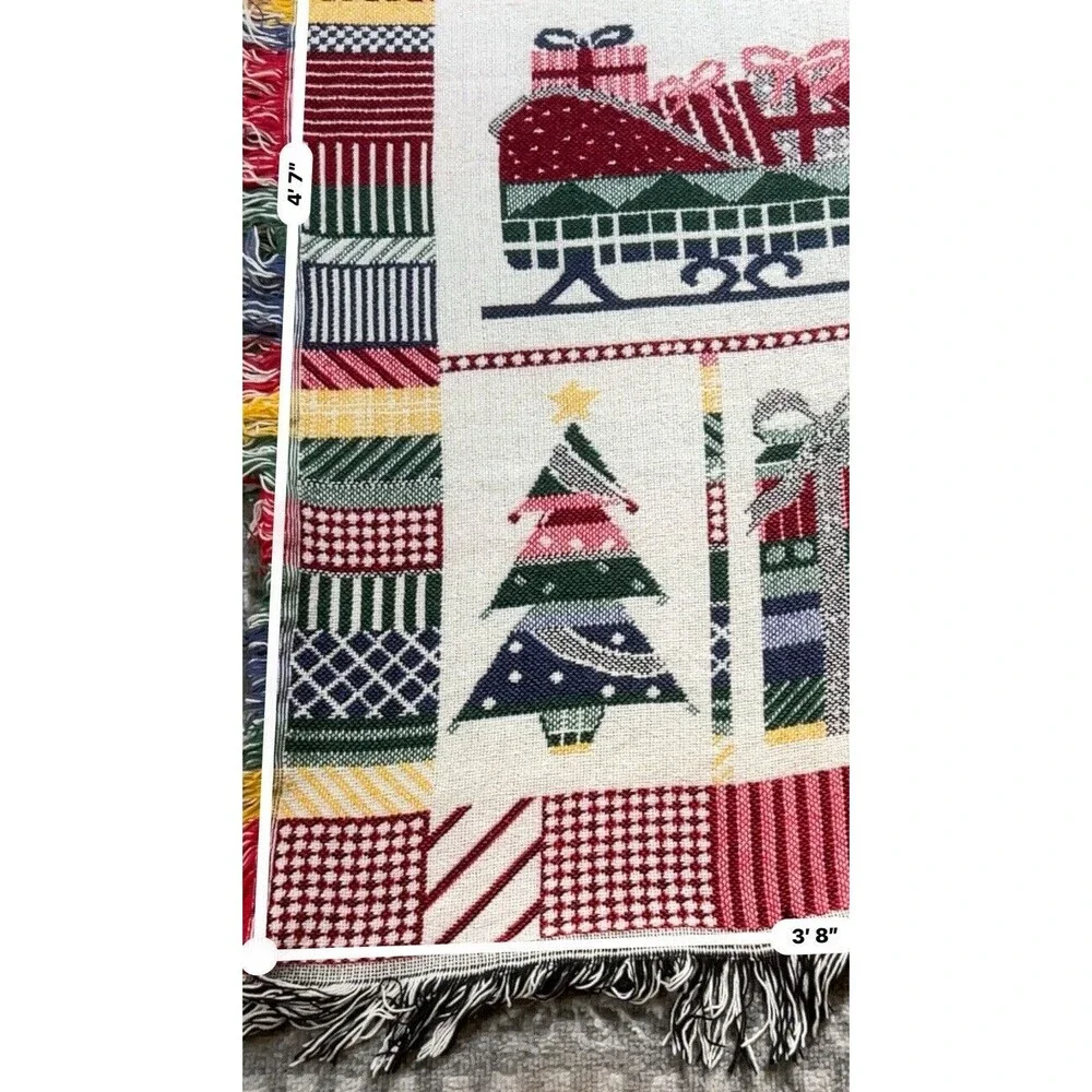 Crown Crafts Tapestry Throw Blanket Christmas Toys Reversible 55 X 44 Woven